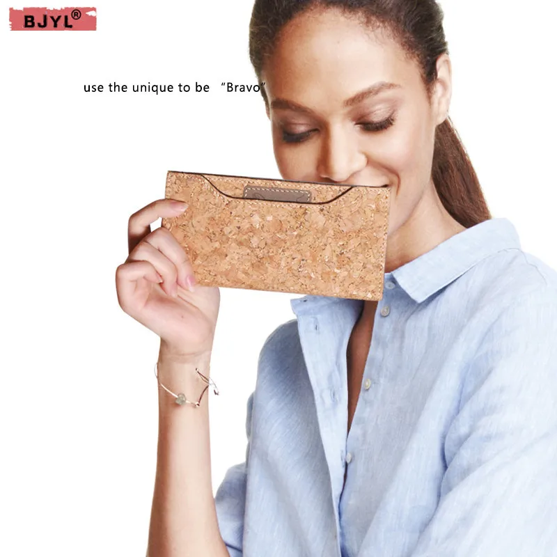 

BJYL Women Wooden wallets Original design brand Sewing line craft Long zipper wallet female card holder purses fashion wallet