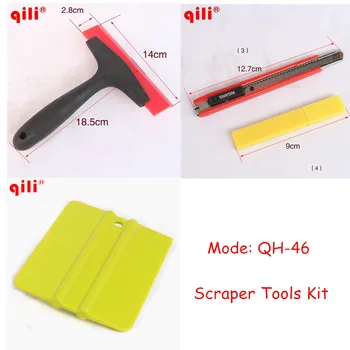 

10sets/lot DHL Free QILI QH-46 Car film Scraper Tools Kit Auto Cleaner Red Rubber Squeegee Window Tint Film Scraper Wrap Tool