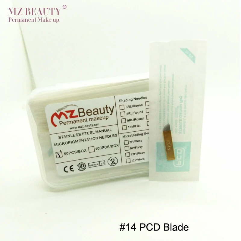

PCD 14 pins copper hard needle blades Permanent makeup tattoo needles blade microblading needles hard blade dia 0.25mm 50pcs lot
