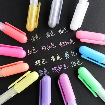 

12 Color Black Paper Watercolor Pen Special Flash Pen Candy Color Gouache Highlighter Children Student Stationery Gift