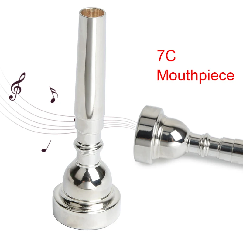 HOT Trumpet Mouthpiece Music Instrument Silver Plated Gift Durable For 7C Size Musicians HV99 |
