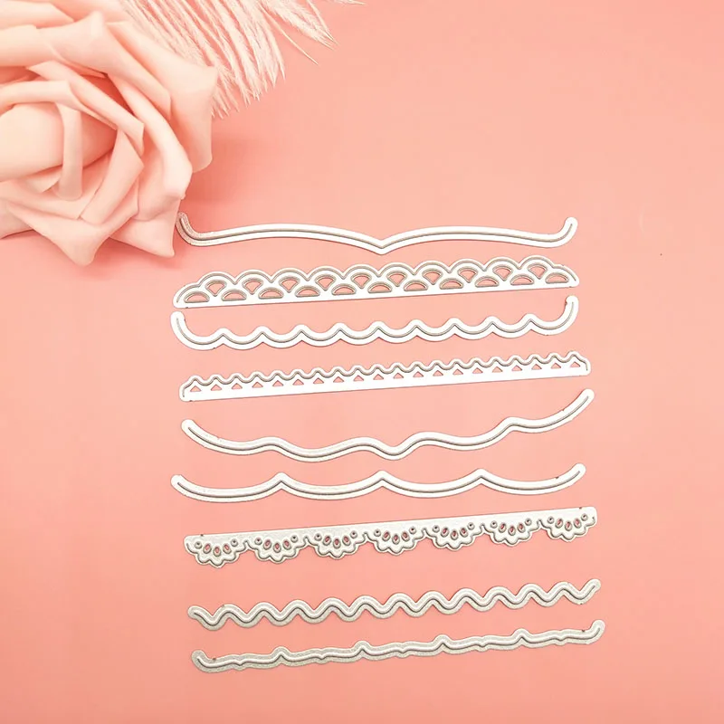

9pcs/Set Decorative Cards Edges Lace Border Metal Cutting Dies Stencil for DIY Scrapbooking Album Embossing Cards Crafts Die