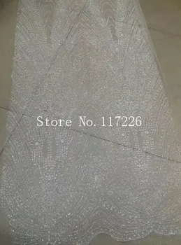 

white glued glitter French tulle lace fabric African net lace fabric JRB-4202 for wedding party dress