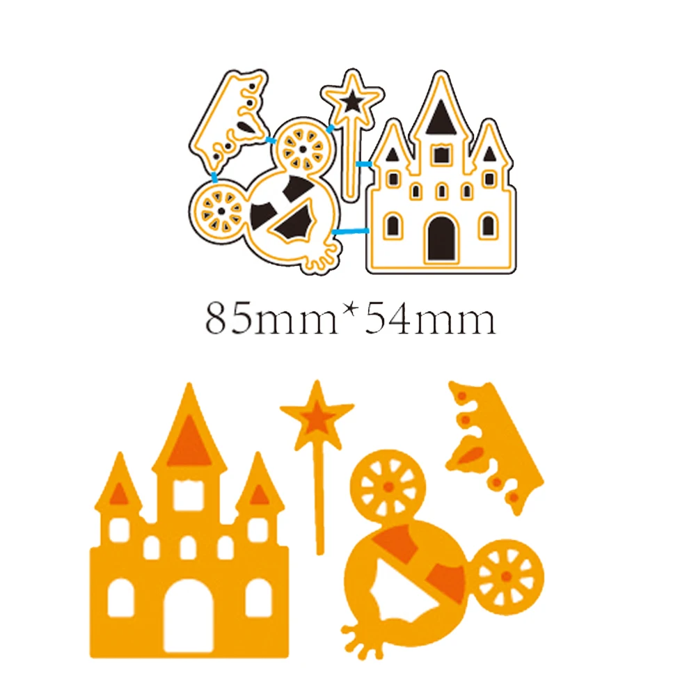 

8.5x5.4CM Metal Cutting Dies Castle Balloon Crown Frame Wedding Scrapbooking Craft Die Cuts Scrapbook for Paper Album Card Decor