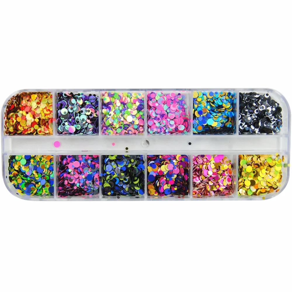 

12 Color/Box Nail Glitter Sequins Set Glass Paper Irregular Paillette Nail Art Tips Flakes Nail Art Decoration 3D for UV Gel