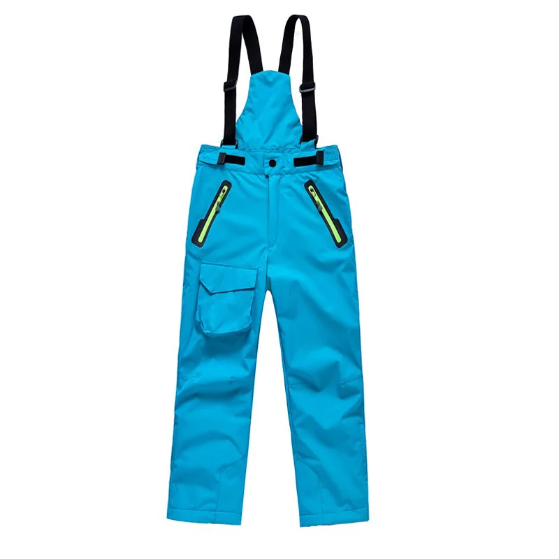

2019 winter new children's straps ski pants boys and girls trousers thickening fleece mountaineering soft shell warm ski pants
