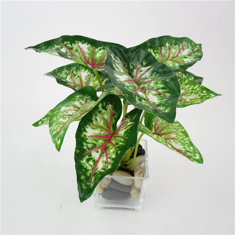 Home Decoration Artificial Green Plants Plastic Fake Flower Leaves Mini