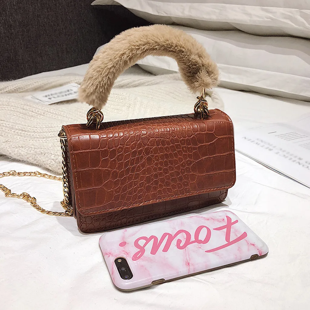 

MUQGEW Women's Bags Handbag Crocodile Alligator Pattern Chain Handle Shoulder Crossbody Slanting Purse Square Bag bolso mujer