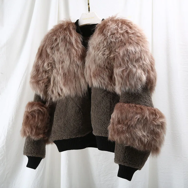 BFFUR женские пальто зимнее плотное теплое пальто с натуральным мехом верхняя одежда Зимний комбинезон шуба из меха енота парка с натуральным мехом