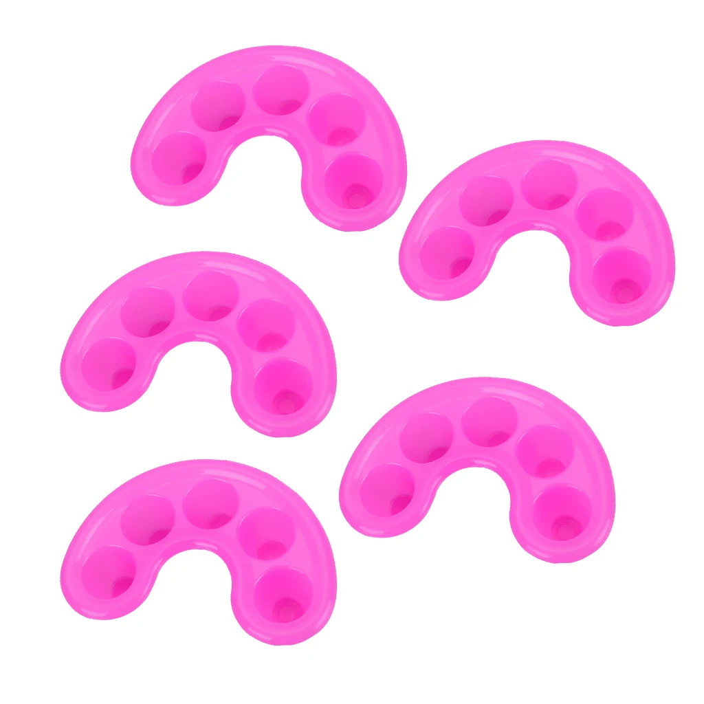 Set of 5pcs Nail Art Hands Five Holes Soak Bowl Tray Treatment , Nail Polish Remove Soaking Bowl Manicure Bathing Tool Kit