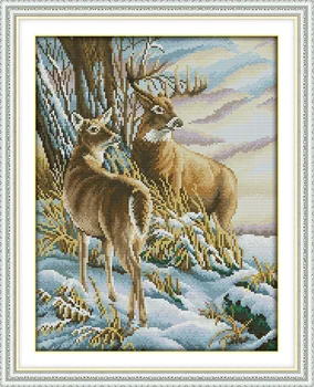 

Joy Sunday Deer DMC Counted Chinese Cross Stitch Kits printed Cross-stitch set Embroidery Needlework
