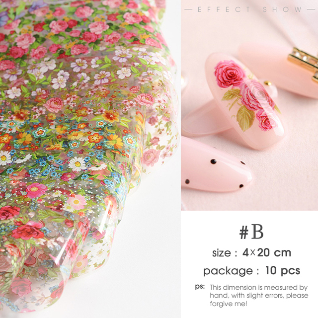 pieces Set Nail Leaf Stickers Varnish Mix Rose Flower Transfer Foil Nails Decal Cursors For Nail Art Decoration Manicure Desi