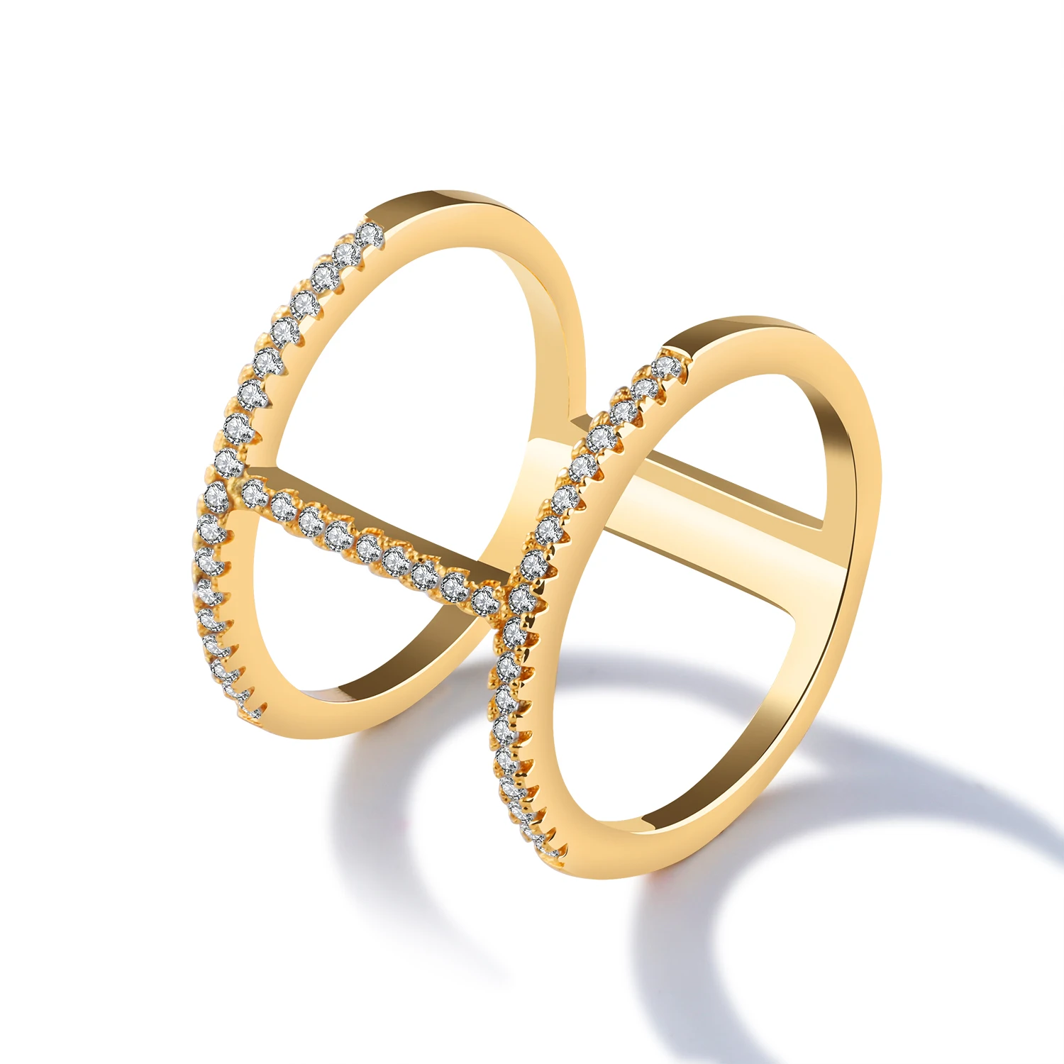 Latest Popular Double circle rings for women Elegant Geometric Copper Alloy hollow Charm Jewelry Trendy Gift wedding ring | Украшения и