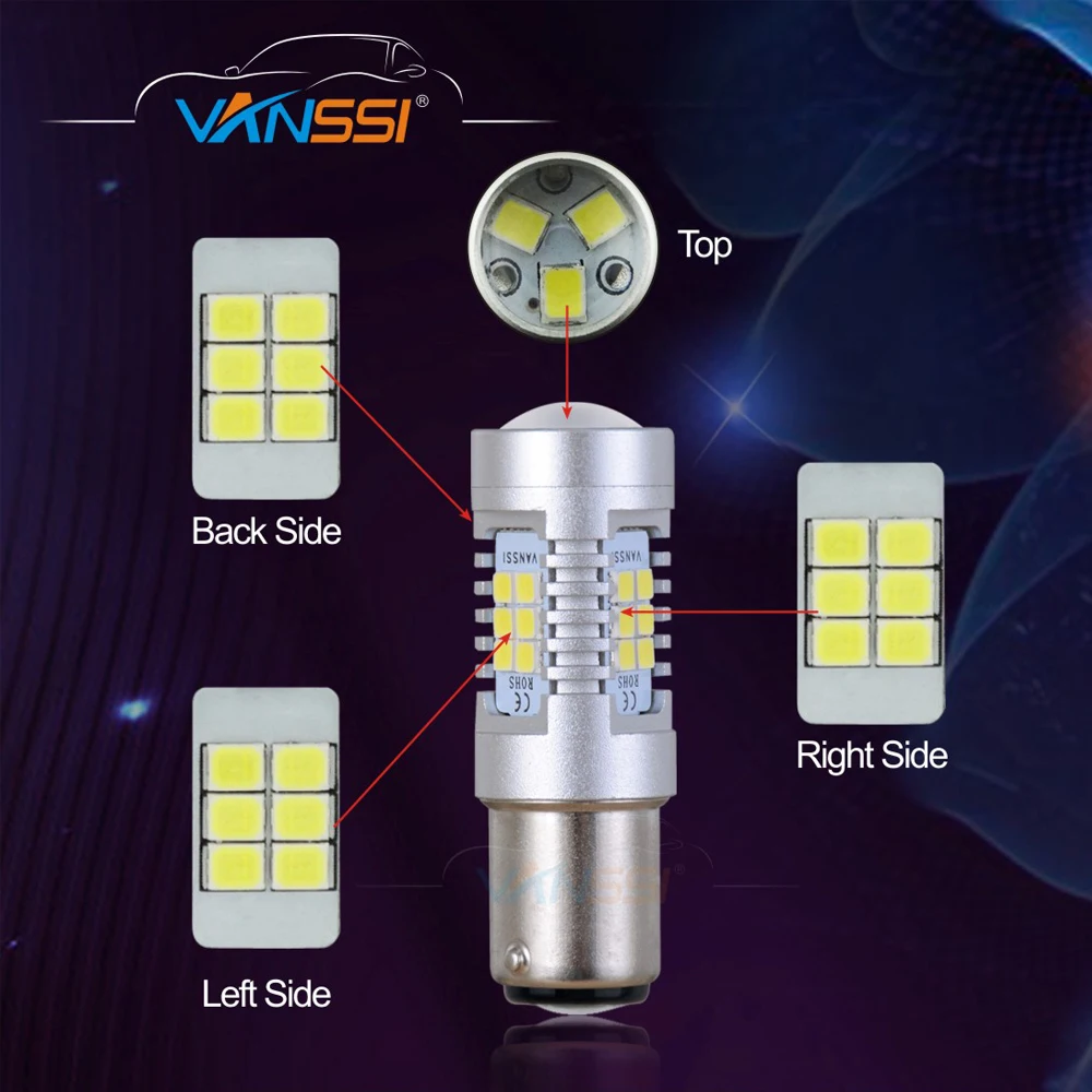 2 шт. 1157 Bay15d P21/5 Вт светодиодный лампы высокой мощности 21smd 2835 Светодиодный задний светильник белый красный для Lada Granta VANSSI