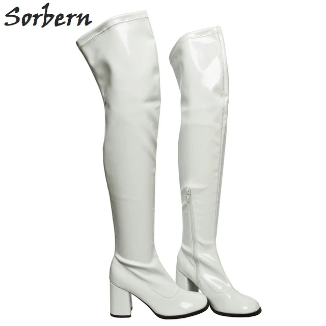 white gogo boots wide calf