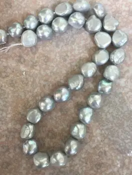 

elegant 11-12mm south sea silver grey baroque pearl necklace 18inch 925silver