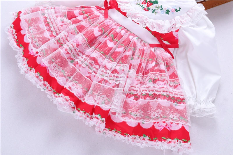 toddler baby girls vintage dress princess long sleeve lace strawberry spanish clothing boutiques kids dresses cute