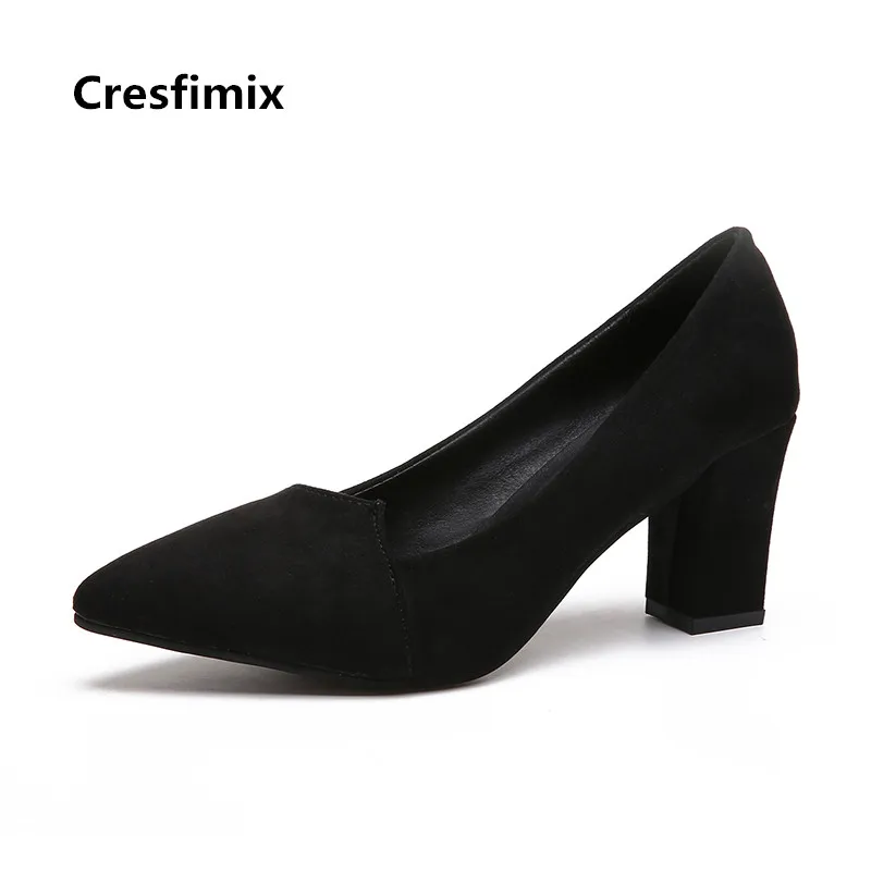 

Cresfimix Women Fashion Black Comfortable Slip on High Heel Pumps Lady Casual Red Shoes Office Shoes Vrouwen Hoge Hakken C3535