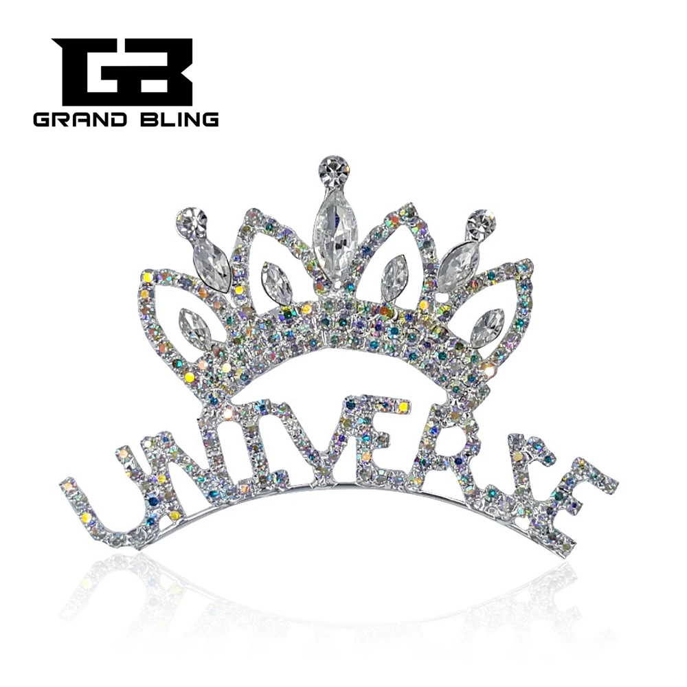 

Grandbling Rhinestone Universe Queen Brooches Beauty Pageant Crown Pin