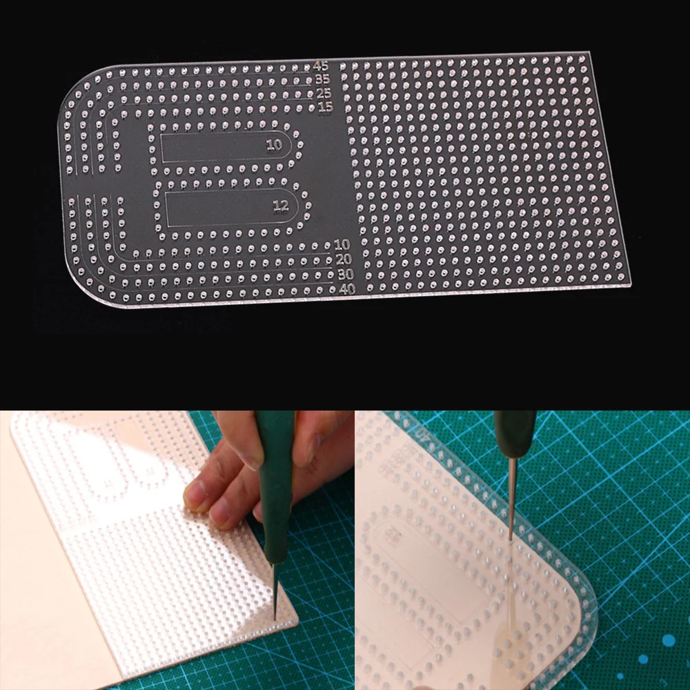 

1pcs Leather Craft Acrylic Punching Positioning Calculation Ruler Stencil Template 17.5x8.6