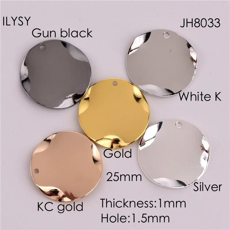 

50pcs Copper Material Silver gold simple geometry Irregular wavy blank stamp Round charms circle Pendant for DIY Jewelry making