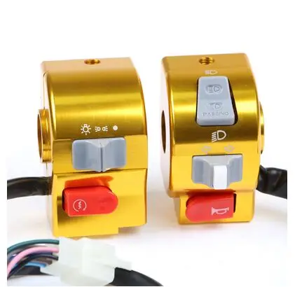 Gold RPMMOTOR для Yamaha RSZ/CYGNUS-X/BWS 125 Универсальный электрический мотоцикл-скутер 7/" 22 мм органы управления рулем свет рупорный переключатель - Цвет: Gold