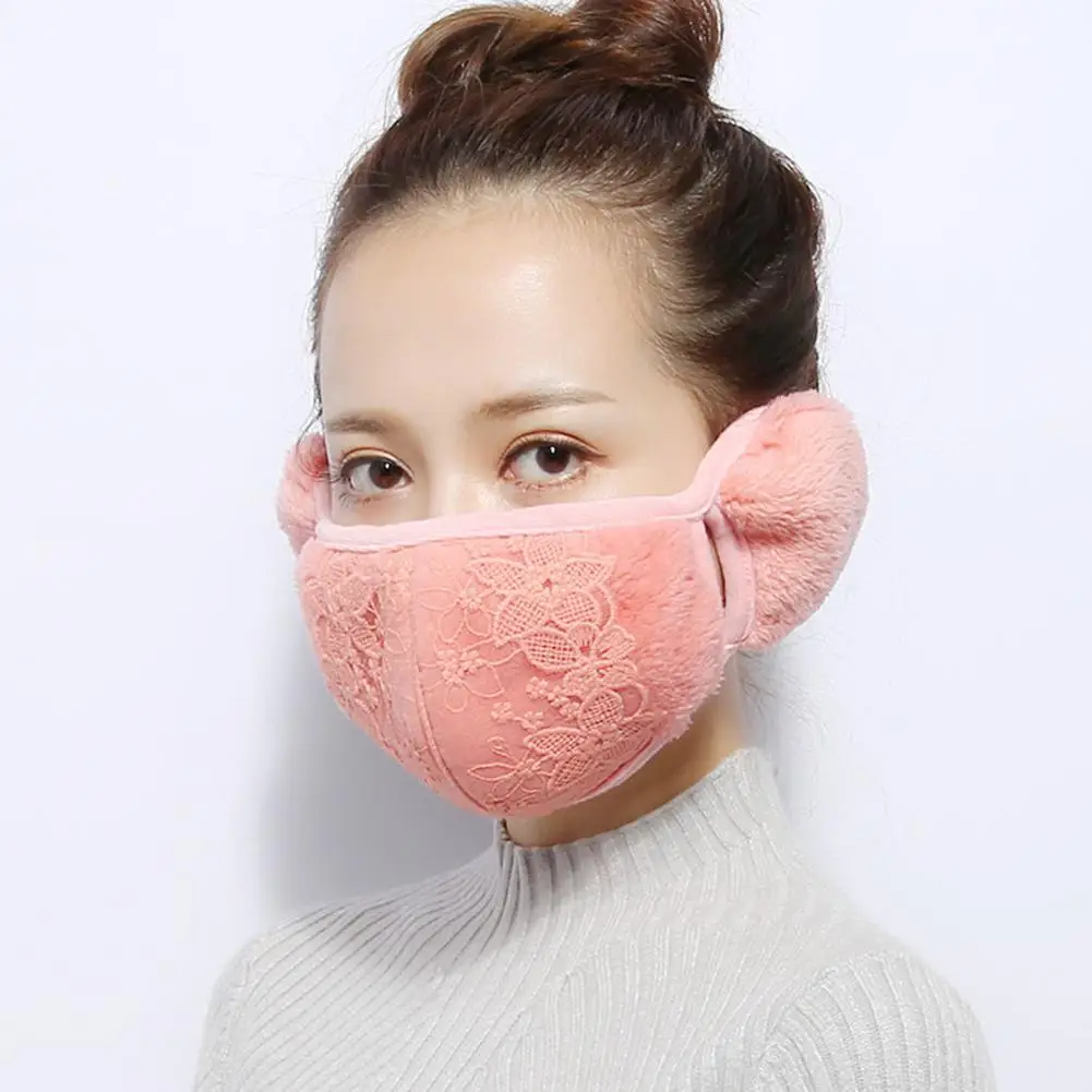 MISSKY 2 в 1 унисекс одноцветное Цвет теплый чехол уха + пыли маска идеально носить аксессуар для зимы
