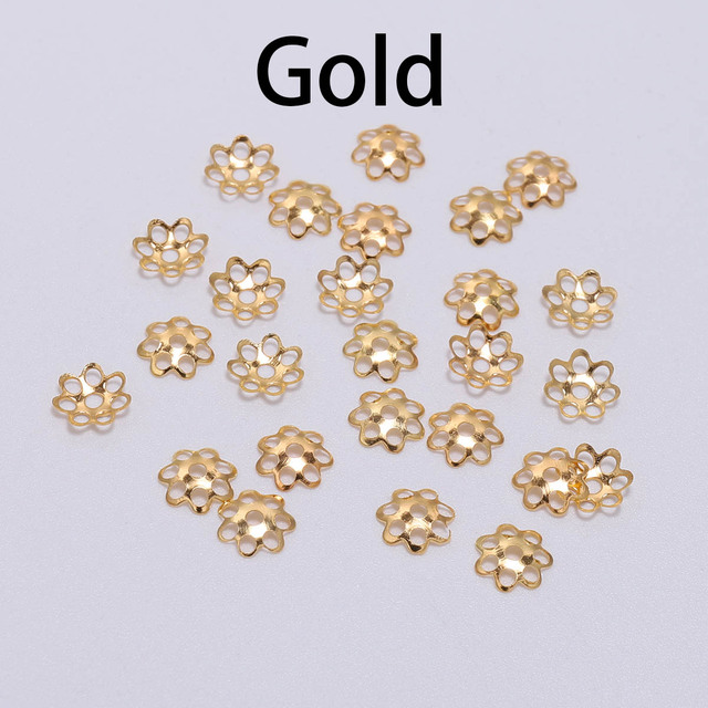 6mm Hollow Flower Findings Cone End Beads Cap Filigree Loose Spacer Bead For DIY Jewelry Finding Making Accessories