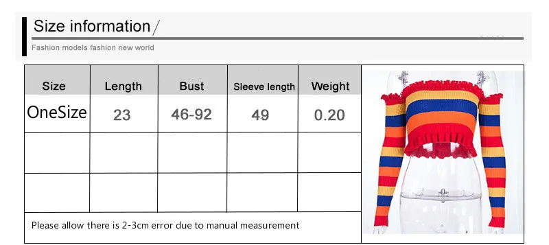 Красочные радужные полосы с открытыми плечами укороченный топ женский свитер оборками сексуальный горячий пуловер Трикотаж женский Осень Зима Vestidos