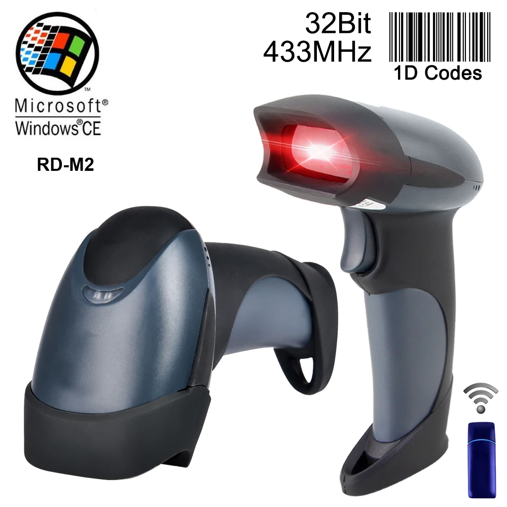 RD-M2 ليزر قابل للنقل اللاسلكية الباركود ماسحة قارئ USB 1D 32Bit 433 MHz 256KB فلاش الذاكرة 3000 شريط رموز للنوافذ/ لينكس