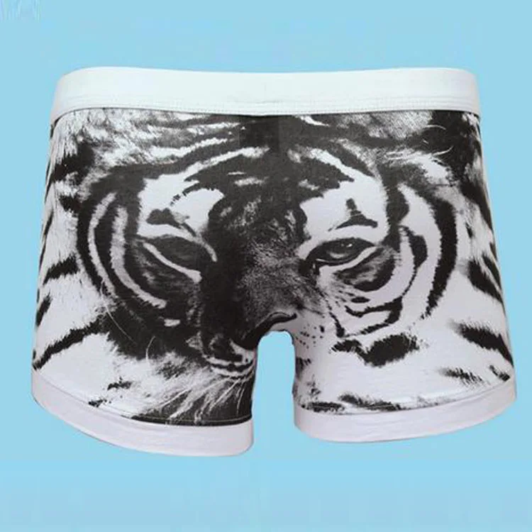 5pcs/lot New 3D Animal Print Cotton Underwear Men Sexy tiger Boxers