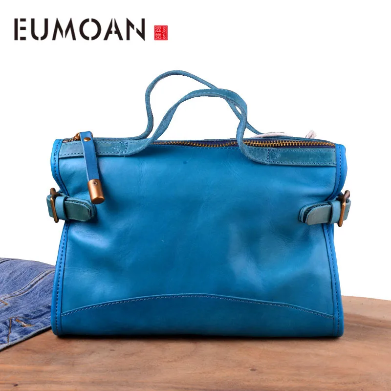 

EUMOAN Handbags handbags Original design leather retro vegetable tanned leather handbags first layer leather portable Messenger