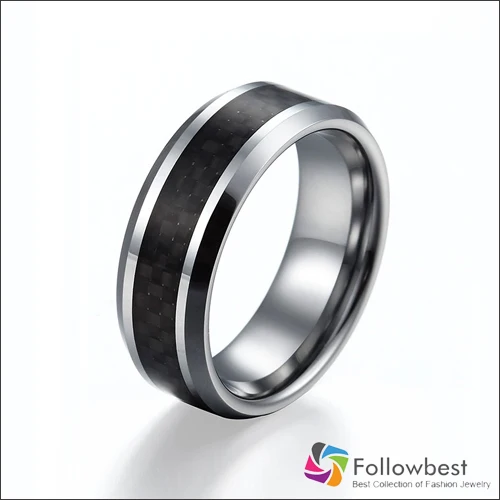 Fanshion Jewelry Black Carbon Fiber Tungsten Carbide Rings Mens Fanshion Jewelry Black Carbon Fiber Tungsten Carbide Rings Mens Wedding Band Size 6 13 Free