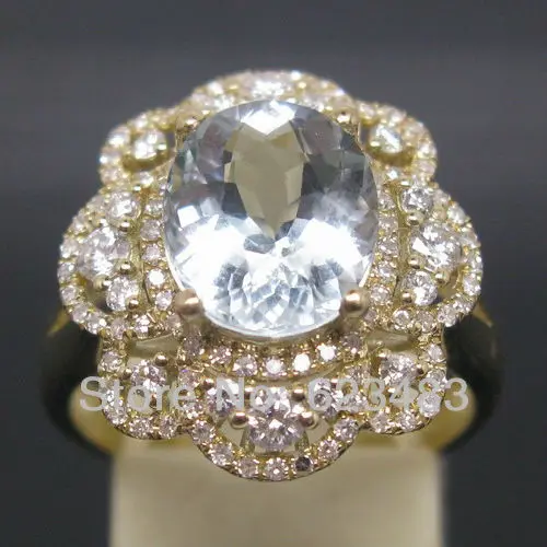 

4.20CT SOLID 14kt Yellow GOLD NATURAL AQUAMARINE . ENGAGEMENT RING