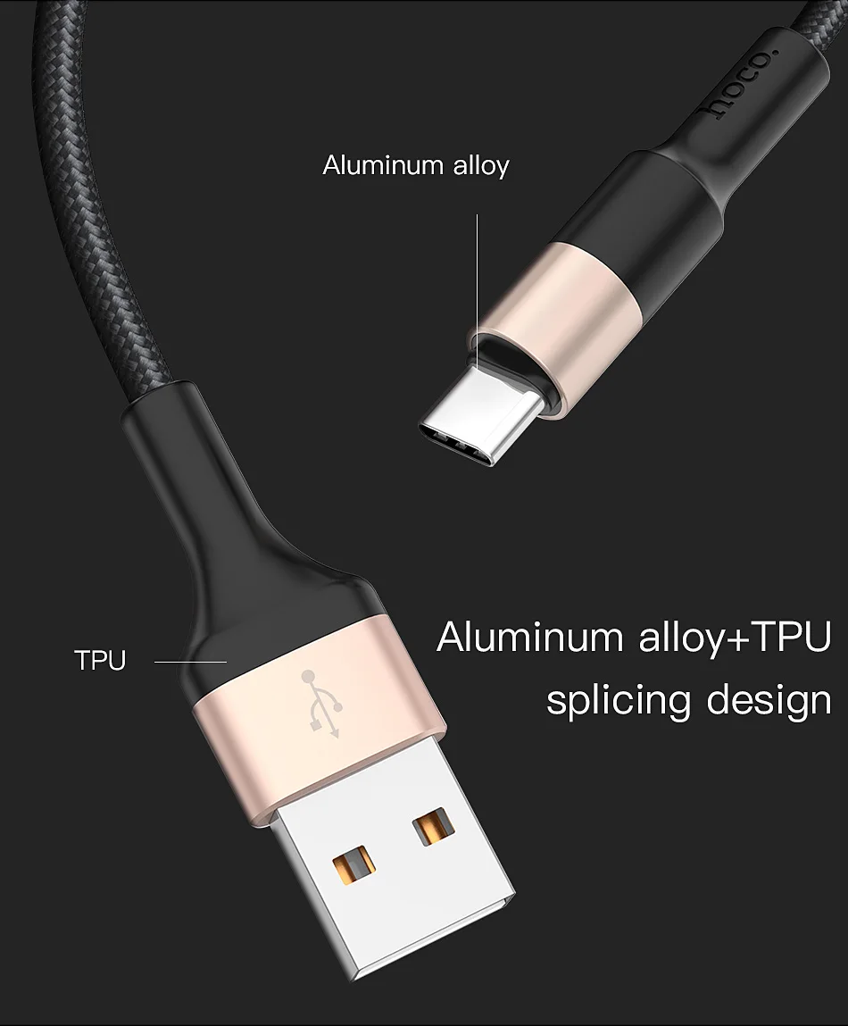 HOCO USB C кабель для samsung S9 S8 2A usb type C Быстрая зарядка кабель для Xiaomi Mi 8 A1 huawei Синхронизация данных USBC Шнур зарядное устройство Tipe C