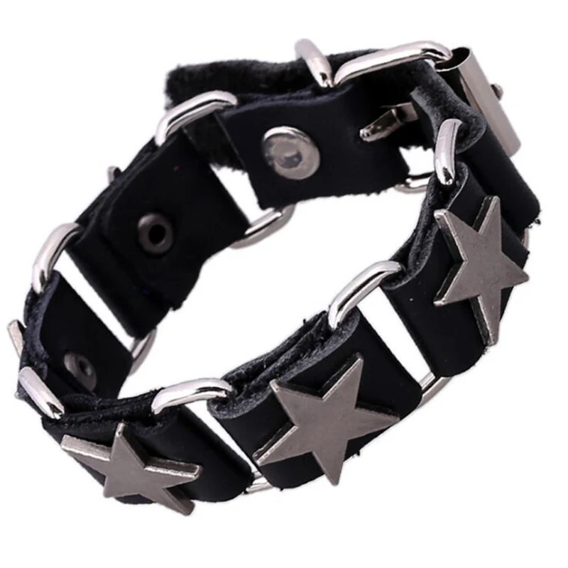 

FASHION Men Jewelry Black Leather Braided Rope Chain Stainless Steel Magnet Buckle Bracelets for Male Party Gifts