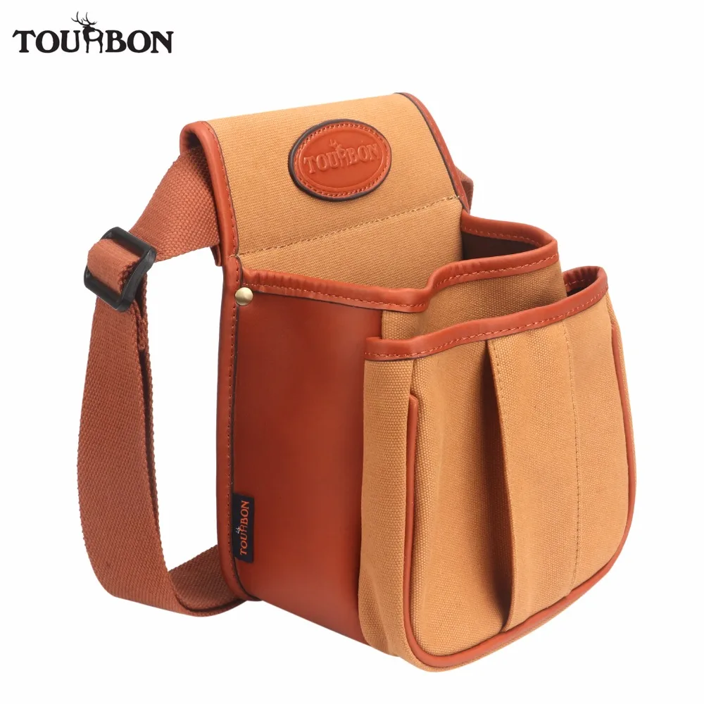 

Tourbon Hunting Tactical Gun Cartridges Bag Shooting Shells Ammo Case Durable Canvas Leather Pouch with Two Pocket Wholesale
