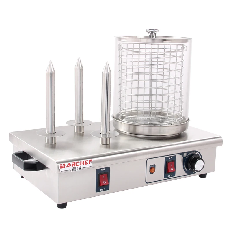 Bun/Bread Warmer with 3 Sticks Hot Dog Machine Stainless Steel Electric