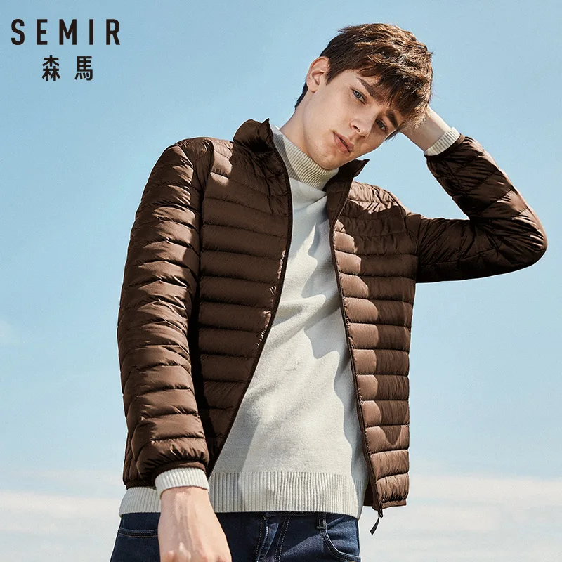 SEMIR 2018 пуховая куртка мужская зимняя портативность теплый 90% белый утиный пух с капюшоном воротник из натурального меха человек пуховое