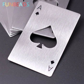 

100pcs/lot Portable Stainless Steel Poker Shaped Beer Bottle Opener Credit Cards Size For Wallet Bar Tools Kitchen Gadgets KP010