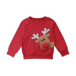Рождественский Дети толстовки для малышей для маленьких мальчиков и девочек милый олень хлопок футболка-топ маленьких детей Детские