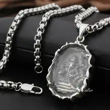 LINSION Ganesh индуистский Бог 925 пробы серебряный овальный стеклянный кулон 8N020