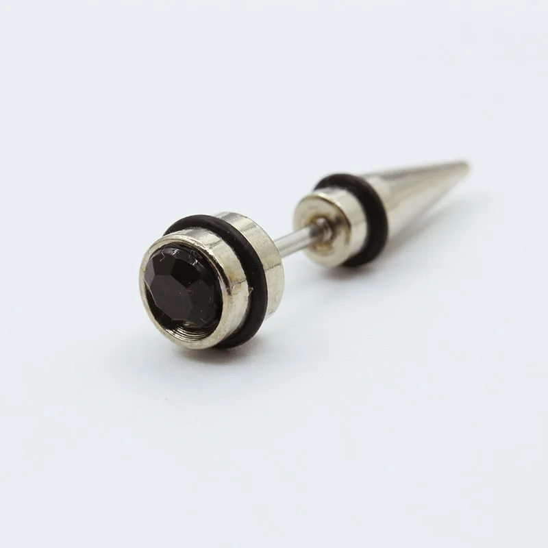 

1 pc Medical Titanium Steel Rivet Nail Punk Style piercing Stud Earrings 6 Fashion Colors Crystal Jewelry for Women & Men
