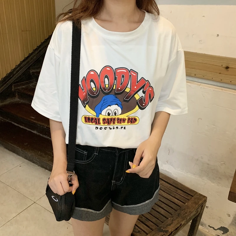 Zaraing Woman t shirt Spring Summer Girls Print Short Sleeve O Neck Tshirt Cotton Women Streetwear Top Cotton Quality Tops Tee