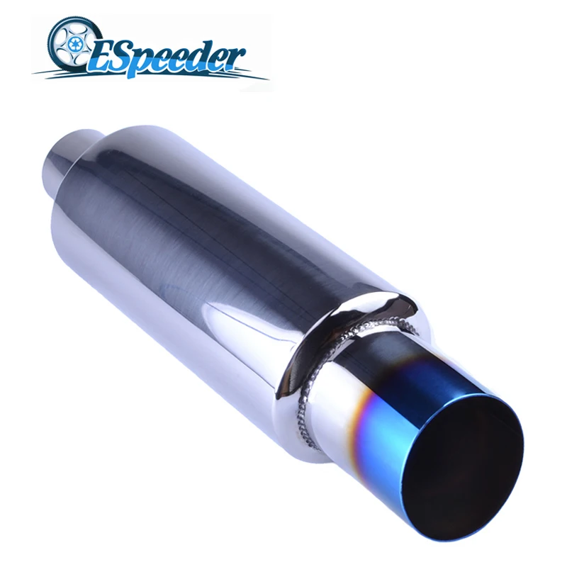 

Universal Fit Muffler Exhaust Polished Stainless Steel w/burnt tip and Silencer 2.0 "inlet to 3"outlet Exhaust tip Muffler