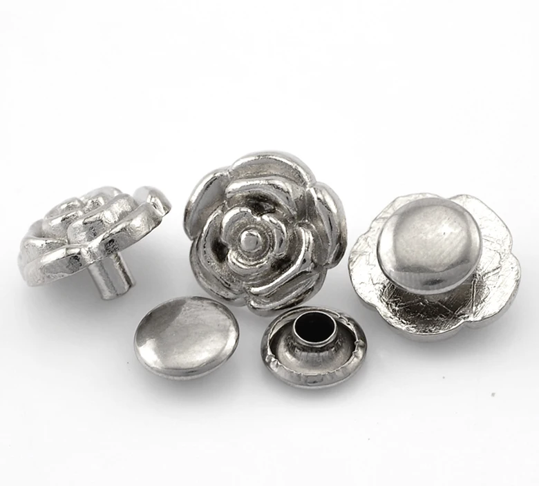 Free shipping 30 Sets Silver Tone Flower Spike Rivets Studs Spots