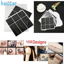 108 разрабатывает временные блестящая татуировка Книга с трафаретами шаблон Красота девочка, Изумительная модель татуировки для боди-арта A20