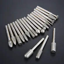 20pcs Diamond Head Burrs Tungsten Burrs Rotary Tool Drill Dit Grinding Head Dremel Accessories Bits