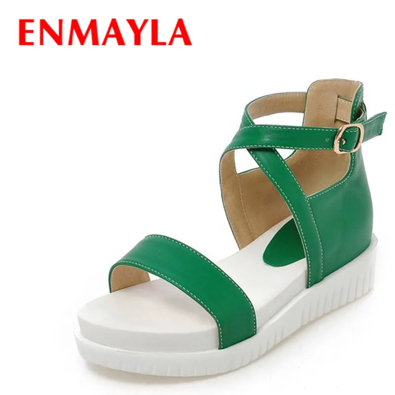 

ENMAYER New Spring summer Sandals Shoes woman Mid heels round toe Fashion Cute Sexy Sandals Bohemia gladiator sandals women