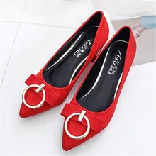 Women ‘s shoes 2017 Spring and Autumn new cashmere round buckle shallow mouth pointed work shoes with comfortable high heels